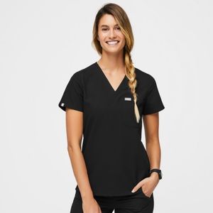 Figs Catarina One Pocket Scrub Top XS Black